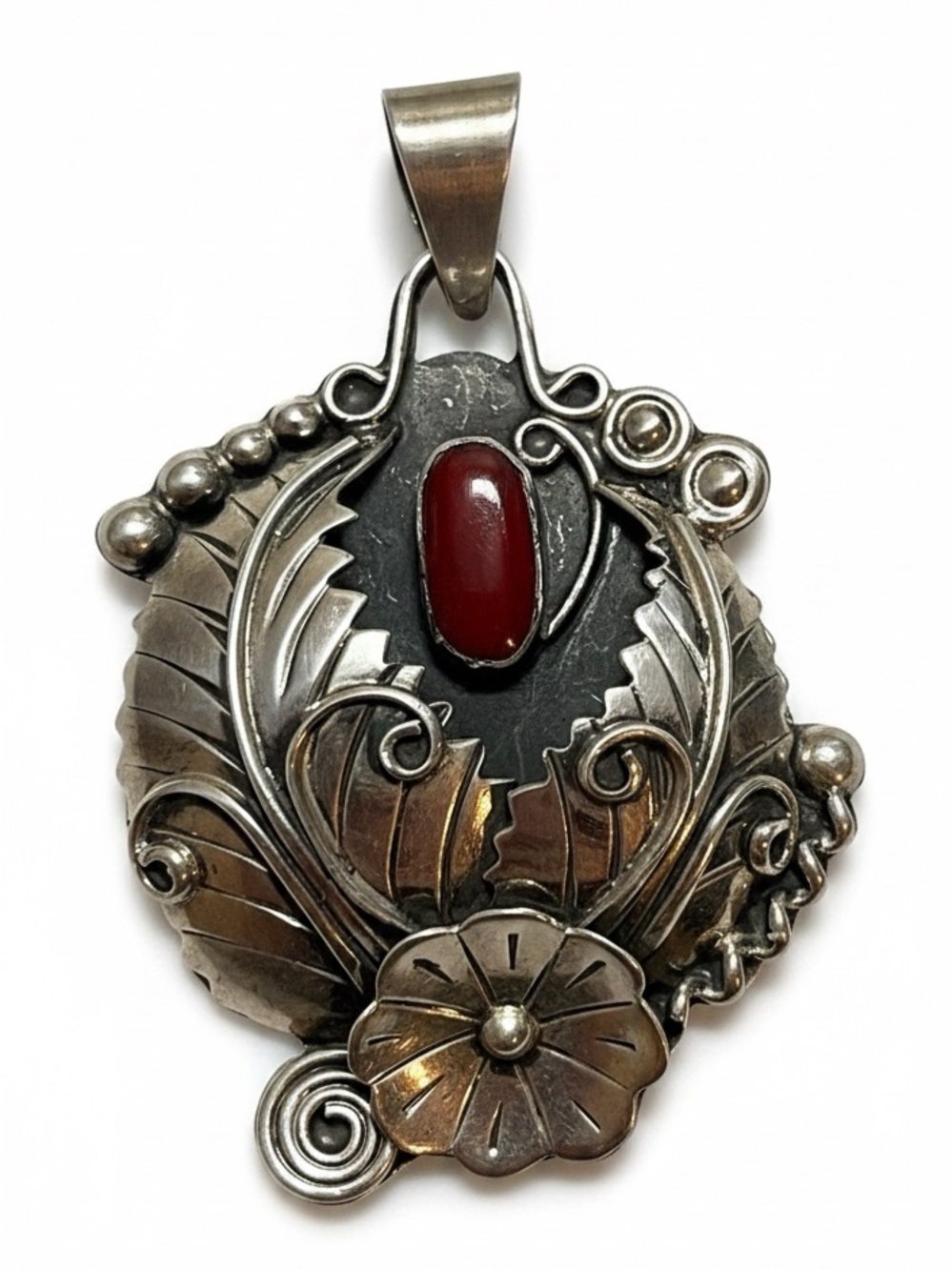 950 Sterling  Silver Coral Pendant